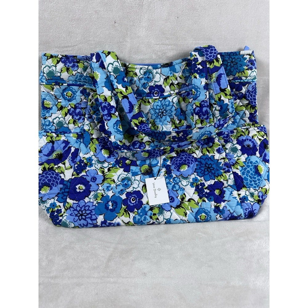 Brand NEW Vera Bradley Pleated Tote Bag in Blueberry Blooms  NWT